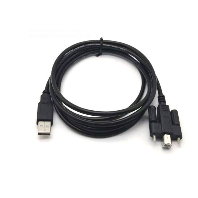 USB 2.0 A זכר ל-USB 2.0 B זכר ברגים כבל תעשייתי קבוע למדפסת מצלמה