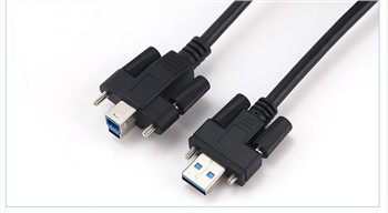 USB 3.0 זכר עם ברגים עד B זכר עם ברגים כבל נעילה כפול למדפסת סורק ומצלמות